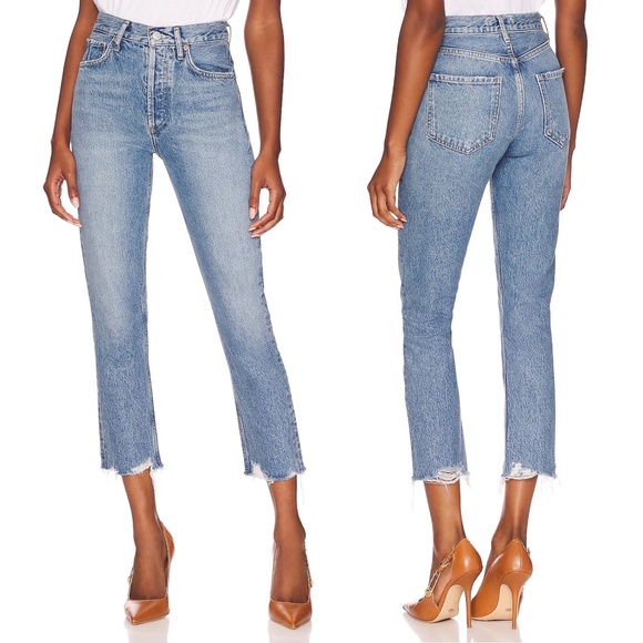 ✨NWT✨ AGOLDE Riley High Rise Slim Straight Crop Jean in Haven Blue Sz 30 - Picture 12 of 12